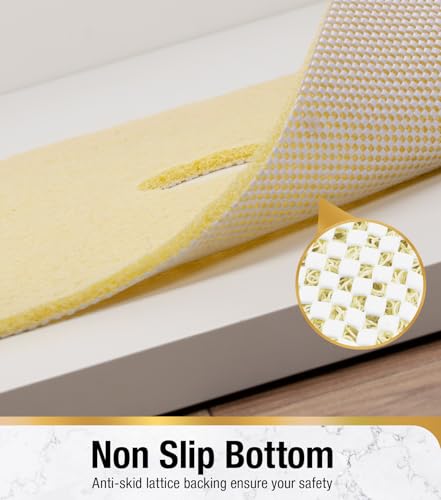Image of HITSLAM Square Loofah Shower Mat, 24x24 Inch Non Slip Bath Mat, Beige
