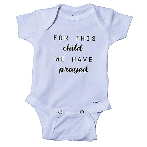 Ink Trendz® For This Child We Have Prayed Pregnancy Reveal Announcement Baby Romper Bodysuit (White, 0-3 Months)