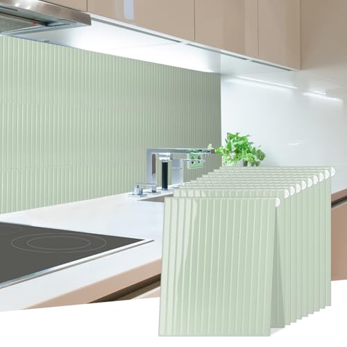 Backsplash Tile Peel and Stick, Self-Adhesive Sage Green Decorative Wall