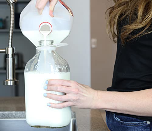 The Dairy Shoppe Heavy Glass Milk Bottle 64 Oz Jug (2 Quart) With Extra Lid And New Pour Spout! (1, 64 Oz) #TOP4
