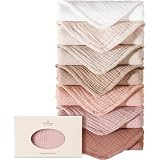 Konssy 7-Pack Muslin Baby Burp Cloths, 6-Layer 100% Cotton