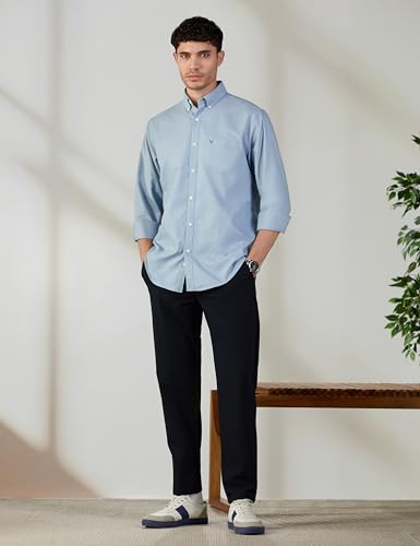 Image of Allen Solly Men's Cotton Buttoned Down Shirt | Classic Fit, Soft Breathable Fabric, Smart Casual & Office Wear