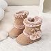 Moceen Baby Girls Winter Boots Toddler Kid Fashion Side Zip Fur Lined Lightweight Warm Snow Boots with Cute Pom Pom Size 9 Toddler 8206 Brown