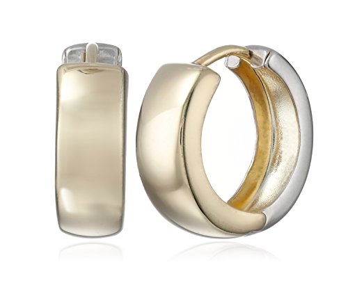14k Gold-Bonded Sterling Silver Two-Tone Huggie Hoop Earrings