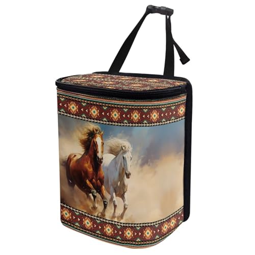 Image of DISNIMO FWestern Horse Car Trash Can Bin Cute Car Garbage Can Leakproof Car Accessories Trash Bin Car Dustbin Organizer Container for Car Office Home