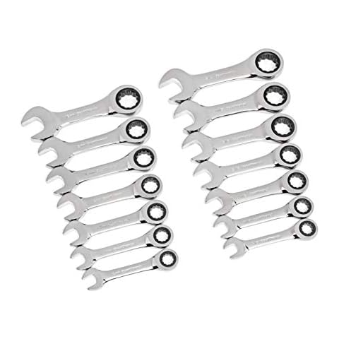 GEARWRENCH 14 Pc. 12 Point Stubby Ratcheting SAE/Metric Combination Wrench Set - 85206 Cover