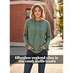 Dokotoo Womens Hoodies Casual Waffle Knit Long Sleeve Drawstring Pullover Sweatshirts Lightweight Hooded Tops - Image 3