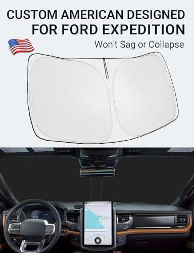 Image of Proadsy 2026 Upgrade Front Windshield Sun Shade Foldable Sunshade Protector Custom Fit 2018-2024 Ford Expedition Accessories