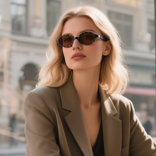 MASDUN Fashion Retro Polarized Sunglasses Womens 90s Trendy Oval Sun Glasses Vintage Sunnies UV Protection (3 Pack)2