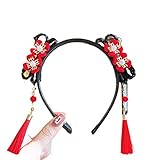 Children's Headband Chinese Style Hair Band Hanfu Hair Hoop New Year Headress Pigtail Wig Flower Tassel Hair Accessories(C)