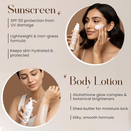 Image of Glamveda Glutathione 8-Step Skin Brightening Skincare Routine Kit for Radiant, Even-Toned Skin | Face Wash, Peel-Off Mask, Serum, Face Cream, Sunscreen, Under Eye Cream, Bath Soap & Body Lotion