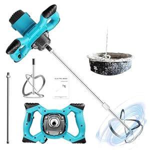 Mörtelrührer 2100W, Betonmischer, Rührwerk Beton with 6 Speed, Rührgerät Mörtel Betonrührer, Rührwerke, Quirl Mörtelrührer M14 Rühreraufnahme, Rührer ø120mm für Mischgut Beton/Mörtel/Putz/Farbe/Kleber