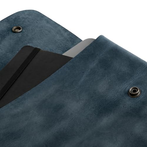 Image of Hide & Drink, Vintage Folder Document Holder, File Case, A5 Binder, Envelope Portfolio, Pencil Pouch, Full Grain Leather, Handmade, Slate Blue