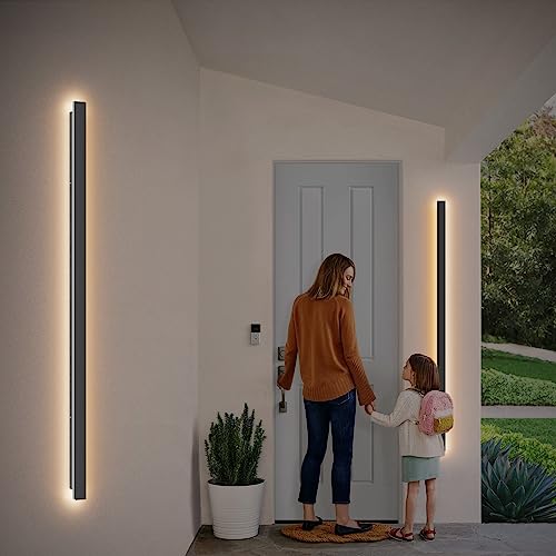 Klighten LED Longue Applique Murale Exterieur, 150CM/45W Noir Aplique Mural Interieur, Aluminium Acrylique IP65 Luminaire Exterieur, Lampe Exterieure pour Cour Jardin Terrasse Salon, Blanc Chaud 3000K