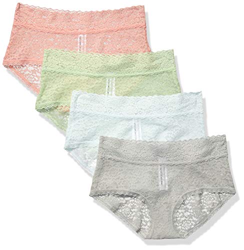 Amazon Essentials Women's Comfortable Lace Stretch Hipster Underwear, Pack of