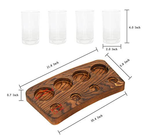 Owlgift Craft Beer Tasting Flight Rack, Glass Carriers & Bottle Cap Holder, Solid Brown Wood Beer Sampler Serving Tray – Set Of 2 #TOP4