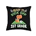 Back To School First Grade Teachers Students Tees Back to School Dinosaur Ready to Kick Off 1st Grade Soccer Throw Pillow, 16x16, Multicolor