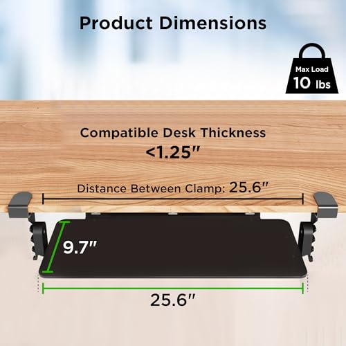 Kt4 Clamp on Keyboard Tray, Adjustable Slide Out Drawer for Desk, Height Tilt Adjustable Keyboard Holder, Under Desk Pull Out Tray (Black) by Uncaged Ergonomics - Image 4