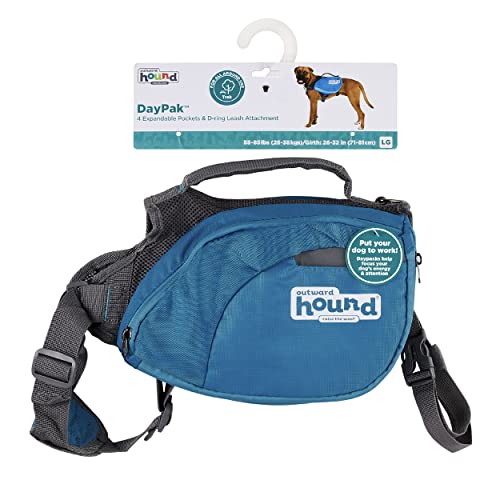 Kyjen 22005 Outward Hound DayPak Hunde-Rucksack Tasche im Satteltaschenstil, verstellbar, Größe L, blau