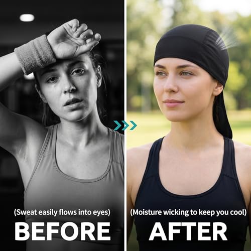 Image of Skull Caps for Men Cooling Bandana Cap Helmet Liner Hat Running Beanie