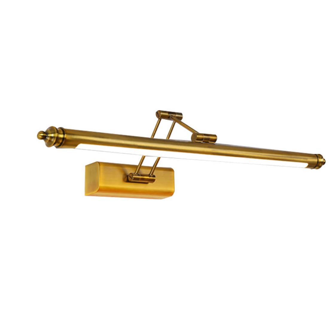 Vintage Applique Specchio Bagno Ottone, Lampada Specchio LED Retro con Braccio Regolabile e Base in Acciaio Inossidabile, 6000K Apparecchio Bagno Impermeabile IP44 per WC, 60 cm/12 W