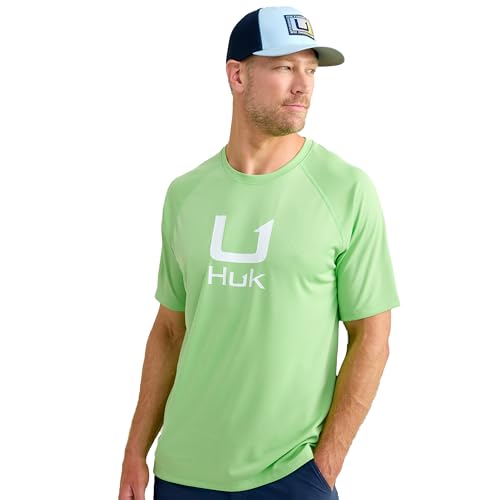 HUK Men's Standard Icon Crew, Short-Sleeve Performance Fishing Shirt, Summer Green, Medium -  H1200572-321-M