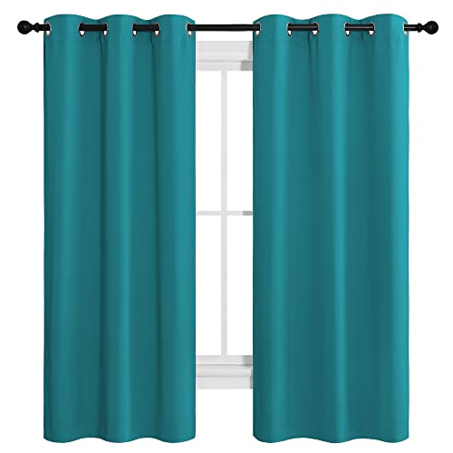 Image of NICETOWN Room Darkening Curtains 68 inch Length 2 Panels, Thermal Insulated Grommet Blackout Curtains for Modern Casual Elegant Bedroom Kids Room Theme Decoration (Peacock Teal, 2 Pieces, W42)