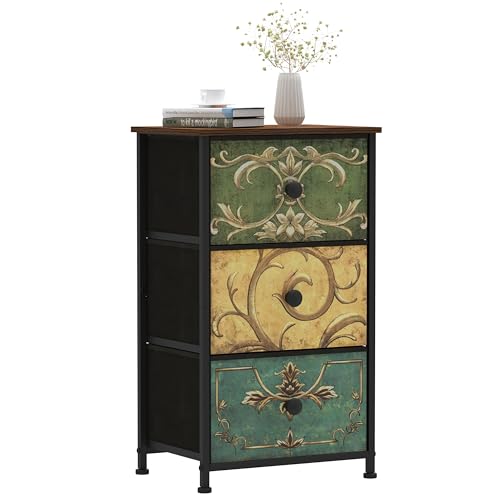 VEDECASA Cómoda con 3 cajones de tela estrecha Armario de tocador...