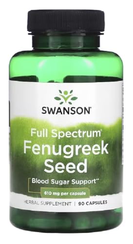 Swanson - FENUGREEK SEED 610 mg | Semillas de Fenogreco para la Salud del Azúcar en la Sangre y Digestiva | Apoyo Hormonal para Mujeres - 90 Cápsulas