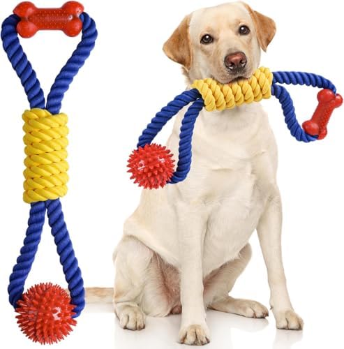 Aitmexcn Seil-Hundespielzeug, für kleine und mittlere Hunde, 43cm | Robustes 5‑Knoten Zerrspielzeug aus Baumwolle für mittelgroße und große Hunde, interaktives Hundespielzeug zur Z