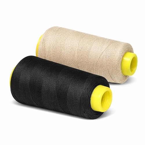 Image of Mandala Crafts Black Cream Mercerized Cotton Thread Cones, Sewing Quilting | 4800 Yds 50 WT, 100% Long Staple Cotton, Multipurpose, for Embroidery, Piecing, Sergers, Applique, Machine and Hand Sewing