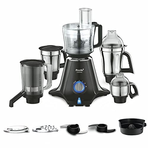 Preethi Zodiac MG‑218 Mixer Grinder 750W Vega W5 Motor 5 Jars for Dosa Batter, Chutney & Masala Grinding Master Chef Jar Black Indian Mixer Grinder for Home...