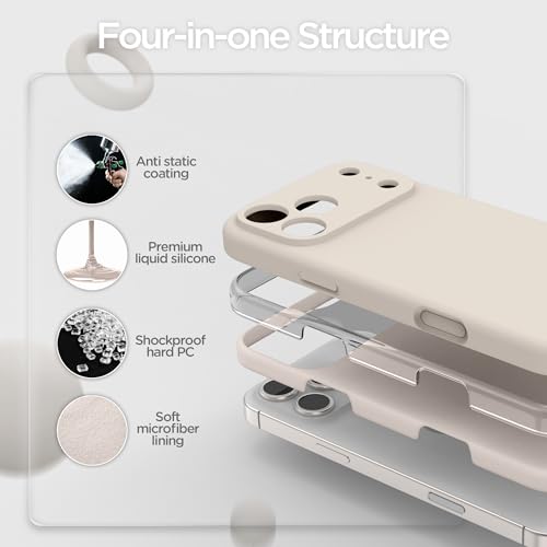 INGIDO Compatible with iPhone 17 Pro Max Case, Liquid Silicone Cover with Camera Protection Anti-Scratch Soft Microfiber Lining Shockproof Protective Phone Case for 17 Pro Max 6.9", Stone by INGIDO - Image 5