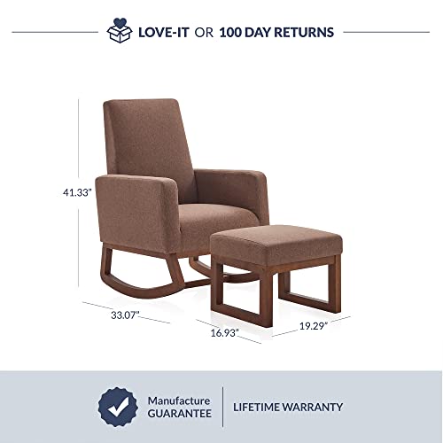 image for BELLEZE Modern Rocking Chair with Ottoman, Nursery Glider Rocker with 