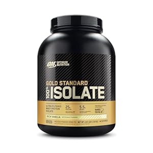 Optimum Nutrition Gold Standard 100% Isolate Protein Powder | Fast Digesting Ultra Filtered Whey Protein Isolate | 25g Protein, 5.5g BCAAs | Gluten Free (44 Servings, Rich Vanilla)