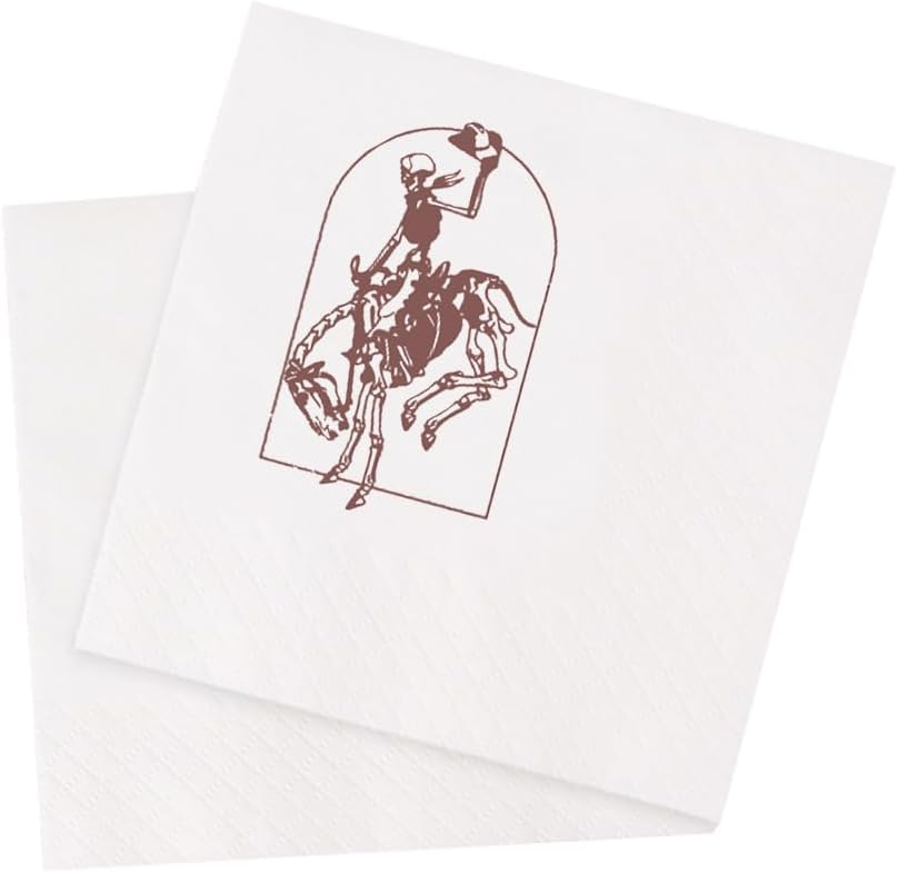VOWFOO カントリーカウボーイスケルトン バッキングホースに乗るカクテルナプキン サザンウエスタン ロデオ ヴィンテージ バケー