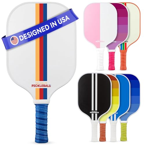 Brooklyn Pickleball Co. White Pickle Ball Paddle | Carbon Fiber | Honeycomb Core | Ribbed Non-Slip Cushion Grip | Single Racket | Pickle-Ball Paddles