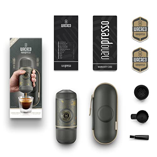 Wacaco Nanopresso Portable Espresso Maker Bundled With Protective Case, Upgrade Version Of Minipresso, 18 Bar Pressure, Portable Travel Coffee Maker, Manually Operated (Nanopresso Dark Soul Grey) #TOP6