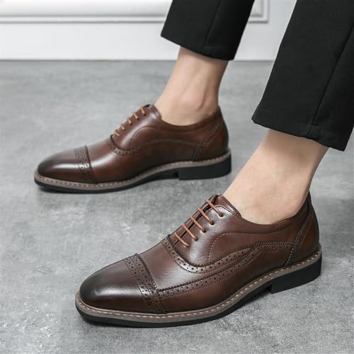 Wedding Leather Dress Shoes for Grooms Men's Business Formal Breathable Brogue & Office3