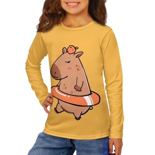 Image of Girls Long Sleeve Shirt with Cute Graphic Casual Pullover Tops 3-16Y