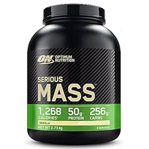 Optimum Nutrition Serious Mass Gainer, Proteine Whey in Polvere per Aumentare la Massa Muscolare con Creatina, Glutammina e Vitamine, Vaniglia, 8 Porzioni, 2.73 kg, il Packaging Potrebbe Variare