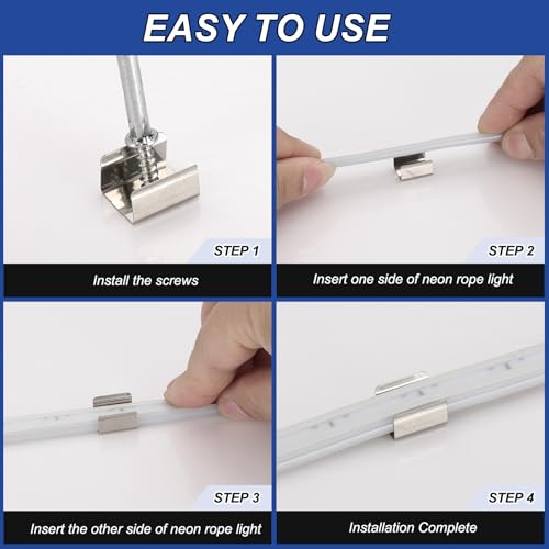 Image of PATIKIL LED Strip Clips, 70pcs Stainless Steel Mounting Brackets Fixing Clip Clamp Support Holder with Screws for 16mm LED Strip Lighting Cable