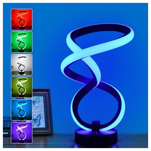 AVANLO Modern Table Lamp Christmas Gifts, RGB Touch Dimmable Bedside Lamp, LED Unique Spiral Lamp for Bedroom, Cool Desk Nightstand Lamps for Living Room Office Kids Room Decor