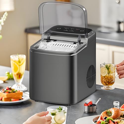 Countertop Ice Maker Machine - Compact Pellet Ice Maker with Self-Cleaning, Anti-Slip Pad, Perfect for Home & Office, Fast Ice Production, Quiet Operation