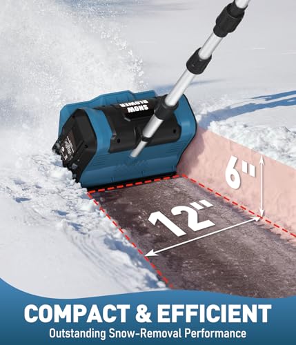 image for Giosuan Cordless Electric Snow Shovel Rake, 21V 12-Inch Brushless Batt
