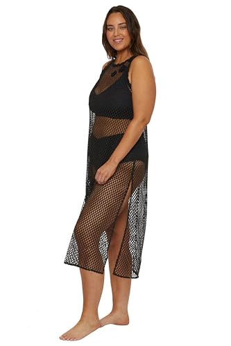 BECCA Women's Castaway Island Crochet Fishnet Dress, Casual, Sheer, Beach Cover Ups3