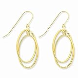 14k Polished Double Circle Dangle Wire Earrings TE359