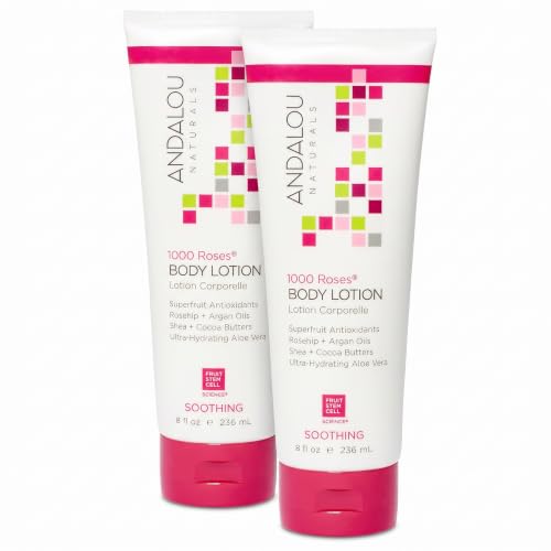 Andalou Naturals 1000 Roses Soothing Body Lotion - Improve Skin Moisture with Shea Butter &amp; Aloe Vera - Hydrating Lotion for Dry or Sensitive Skin - 8 fl oz,(Pack of 2)