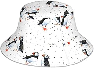 Hushuigeee Puffin Birds Reflective Fisherman's Hat Caps Men Women Fluorescent Hat Casual Bucket Hat