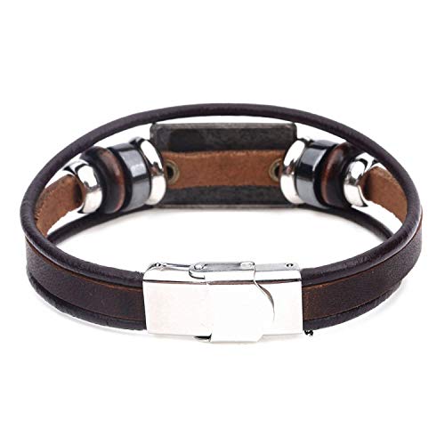 Image of Young & Forever Zodiac Sign Multi-Strand Genuine Leather Bracelet for Men & Boys - Adjustable Tribal Wristband with Antique Metal Charm